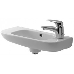 Lave-mains Duravit D-CODEavec trop plein plage de robinettrie 500x220mm 1 trou de robinetterie li we