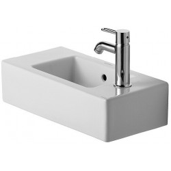 Lave-mains Duravit VEROavec trop plein plage de robinettrie 500x250mm 1 trou de robinetterie blanc