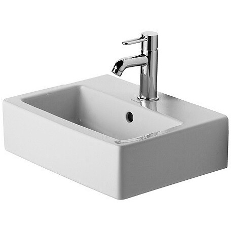 Lave-mains Duravit VEROavec trop plein plage de robinettrie 450x350mm geschl 1 trou de robinetterie blanc