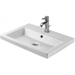 Lavabo à encastrer DURAVIT 2ND FLOORavec trop plein plage de robinettrie 600x430mm 1 trou de robinetterie blanc