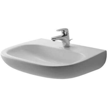 Lavabo Duravit D-CODE MED sans trop pleinavec plage de robinettrie 600x460mm 1 trou de robinetterie blanc