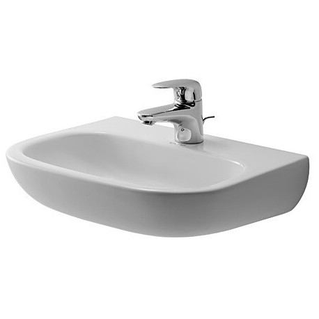 Lave-mains Duravit D-CODE MED sans trop pleinavec plage de robinettrie 450x340mm 1 trou de robinetterie blanc