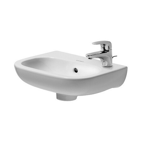 Lave-mains Duravit D-CODEavec trop plein plage de robinettrie 360x270mm 1 trou de robinetterie li we