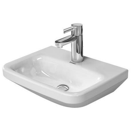 Lave-mains Duravit DURASTYLE sans trop pleinavec plage de robinettrie 450x335mm 1 trou de robinetterie blanc