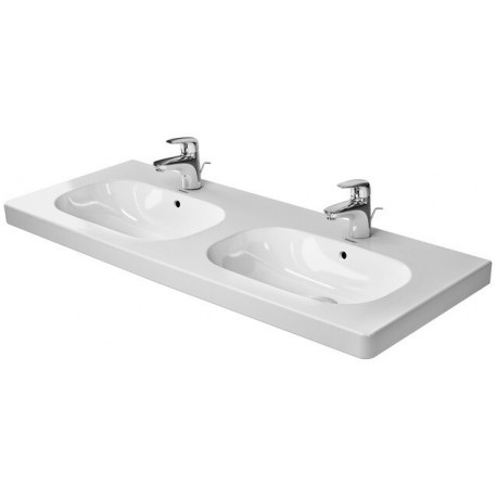 Lavabo double Duravit D-CODEavec trop plein plage de robinettrie 1200x490mm blanc 1 trou de robinetterie