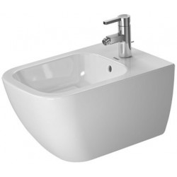 Bidet mural HAPPY D.2avec trop plein plage de robinettrie 355x540mm 1 trou de robinetterie blanc