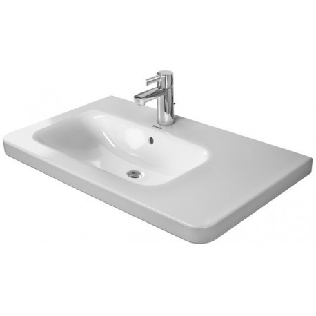 Lavabo meuble Duravit DURASTYLE vasque gaucheavec trop plein plage de robinettrie 800x480mm 1 trou de robinetterie blanc