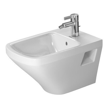 Bidet mural DURASTYLEavec trop plein plage de robinettrie 370x540mm 1 trou de robinetterie blanc