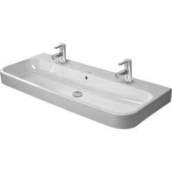 Lavabo meuble Duravit HAPPY D.2avec trop plein plage de robinettrie 1200x505mm 2 trous de robinetterie blanc