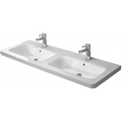 Lavabo double Duravit DURASTYLEavec trop plein plage de robinettrie 1300x480mm 1 trou de robinetterie blanc