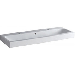 Lavabo Geberit iCon, 120x48.5cm, trou de robinetterieà gauche et à droite, Blanc