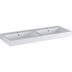 Lavabo double Geberit iCon, 120x48.5cm, trou de robinetterie au centre, Blanc