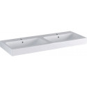 Lavabo double Geberit iCon, 120x48.5cm, trou de robinetterie au centre, Blanc