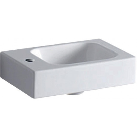 Lave-mains Geberit iCon, Blanc, 38x13.5x28cm, troude robinetterie à gauche, sans trop-plein