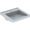 Lavabo Geberit Renova Comfort Square, adapté PMR, 55x52.5cm, troude robinetterie au centre, Blanc