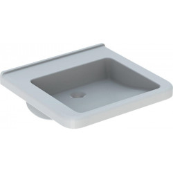 Lavabo Geberit Renova Comfort Square, adapté PMR, 55x52.5cm, sans troude robinetterie, sans trop-plein, Blanc