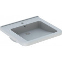 Lavabo Geberit Renova Comfort Square, adapté PMR, 60x55cm, troude robinetterie au centre, Blanc