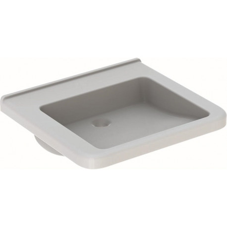Lavabo Geberit Renova Comfort Square, adapté PMR, 60x55cm, sans troude robinetterie, sans trop-plein, Blanc
