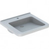 Lavabo Geberit Renova Comfort Square, adapté PMR, 60x55cm, troude robinetterie au centre, sans trop-plein, Blanc