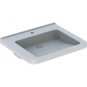 Lavabo Geberit Renova Comfort Square, adapté PMR, 65x55cm, troude robinetterie au centre, sans trop-plein, Blanc