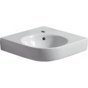 Lavabo d'angle Geberit Renova Compact, 69.5x61.5cm, trou de robinetterie au centre, Blanc