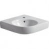 Lavabo d'angle Geberit Renova Compact, 69.5x61.5cm, trou de robinetterie au centre, Blanc