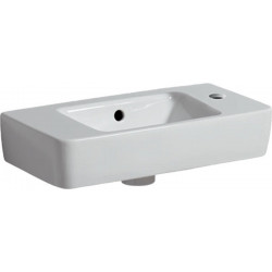Lave-mains Geberit Renova Compact, avec plage de dépose, Blanc, 50x15x25cm, trou de robinetterie à droite, Plage de dépose à gauche