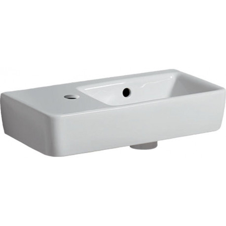 Lave-mains Geberit Renova Compact, Blanc, 50x15x25cm, trou de robinetterie à gauche, sans plage de dépose