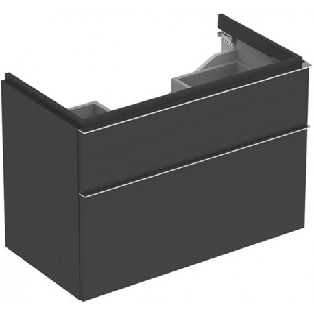 Meuble bas pour lavabo Geberit iCon,avec deux tiroirs: Largeur 89cm, Hauteur 62cm, Profondeur 47.7cm, Gris velouté / Laqué mat