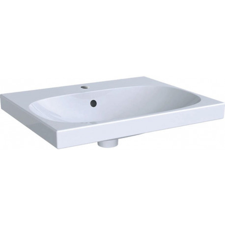 Lavabo Geberit Acanto, 60x48.2cm, troude robinetterie au centre, Blanc