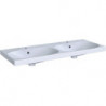 Lavabo double Geberit Acanto, fixation facile, 120x48.2cm, troude robinetterie au centre, Blanc