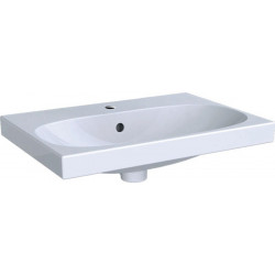 Lavabo Geberit Acanto, compact, 60x42.2cm, troude robinetterie au centre, Blanc