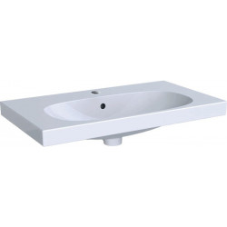 Lavabo Geberit Acanto compact,avec plage de dépose, 75x42.2cm, troude robinetterie au centre, Blanc