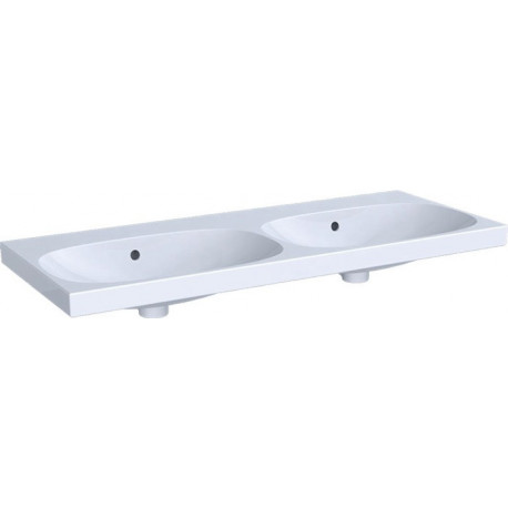 Lavabo double ACANTO 1200x480mm sans trou de robinetterieavec trop plein blanc m KeraTect