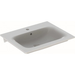 Lavabo pour meuble Geberit Renova Plan, 60x48cm, troude robinetterie au centre, Blanc