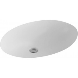 Evana, Vasques à encastrer par le dessous, 500 x 350 mm, Ovale, paroi extérieure émaillée, sans plage de robinetterie,avec trop-plein, En porcelaine sanitaire Blanc CeramicPlus