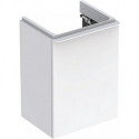 Meuble bas Geberit Smyle Square pour lave-mains,avec une porte: Largeur 44.2cm, Hauteur 61.7cm, Profondeur 35.6cm, blanc / laqué très brillant, blanc alpin / thermopoudré mat, Largeur de lavabo:45cm, Charnières à gauche 