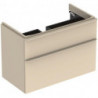 Meuble bas Geberit Smyle Square pour lavabo,avec deux tiroirs: Largeur 88.4cm, Hauteur 61.7cm, Profondeur 47cm, sable gris/laqué très brillant, sable gris / thermopoudré mat