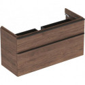 Meuble bas Geberit Smyle Square pour lavabo,avec deux tiroirs: Largeur 118.4cm, Hauteur 61.7cm, Profondeur 47cm, Noyer Carya/mélamine structuré bois, gris velouté / thermopoudré mat