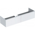 Meuble bas pour lavabo Geberit Xeno² en matériau minéral,avec deux tiroirs: Largeur 159.5cm, Hauteur 35cm, Profondeur 47.3cm, Blanc / Laqué mat