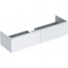 Meuble bas pour lavabo Geberit Xeno² en matériau minéral,avec deux tiroirs: Largeur 159.5cm, Hauteur 35cm, Profondeur 47.3cm, Blanc / Laqué mat
