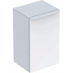 Meuble latéral bas Geberit Smyle Squareavec une porte: Largeur 36cm, Hauteur 60cm, Profondeur 32.6cm, blanc / laqué très brillant, blanc alpin / thermopoudré mat, Charnières à droite 