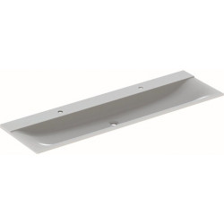 Lavabo pour meuble Geberit Xeno², 160x48cm, troude robinetterieà gauche et à droite, sans trop-plein, Blanc alpin