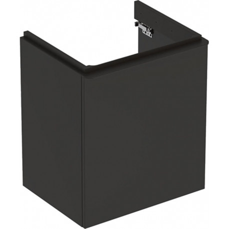 Meuble bas Geberit Smyle Square pour lavabo,avec une porte: Largeur 53.6cm, Hauteur 61.7cm, Profondeur 43.3cm, gris velouté / laqué mat, gris velouté / thermopoudré mat, Largeur de lavabo:55cm, Charnières à droite 