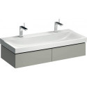 Meuble bas pour lavabo Geberit Xeno²,avec deux tiroirs: Largeur 117.4cm, Hauteur 22cm, Profondeur 46.2cm, Greige / Laqué mat