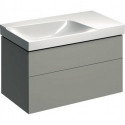 Meuble bas pour lavabo Geberit Xeno²avec plage de dépose,avec deux tiroirs: Largeur 88cm, Hauteur 53cm, Profondeur 46.2cm, Greige / Laqué mat, Largeur de lavabo:90cm