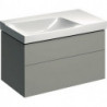 Meuble bas pour lavabo Geberit Xeno²avec plage de dépose,avec deux tiroirs: Largeur 88cm, Hauteur 53cm, Profondeur 46.2cm, Greige / Laqué mat, Largeur de lavabo:90cm