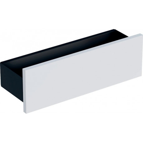 Etagère murale Geberit Smyle Square: Largeur 45cm, Hauteur 14.8cm, Profondeur 15cm, gris velouté / thermopoudré mat, blanc / laqué ultra-brillant 