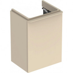 Meuble bas Geberit Smyle Square pour lave-mains,avec une porte: Largeur 44.2cm, Hauteur 61.7cm, Profondeur 35.6cm, sable gris/laqué très brillant, sable gris / thermopoudré mat, Largeur de lavabo:45cm, Charnières à droite 
