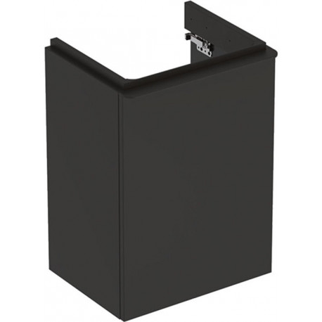 Meuble bas Geberit Smyle Square pour lave-mains,avec une porte: Largeur 44.2cm, Hauteur 61.7cm, Profondeur 35.6cm, gris velouté / laqué mat, gris velouté / thermopoudré mat, Largeur de lavabo:45cm, Charnières à gauche 